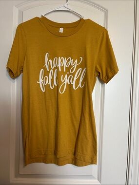 Happy Fall Ya'll Mustard Yellow Graphic Tee S